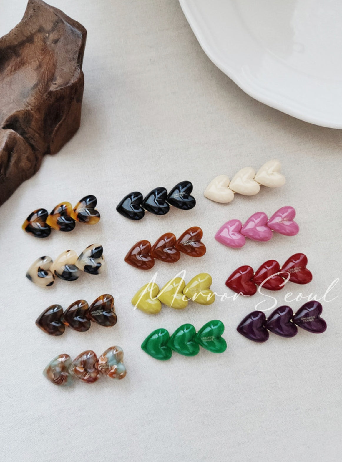 Mirror Acetate Mini Triple Heart Hairclip