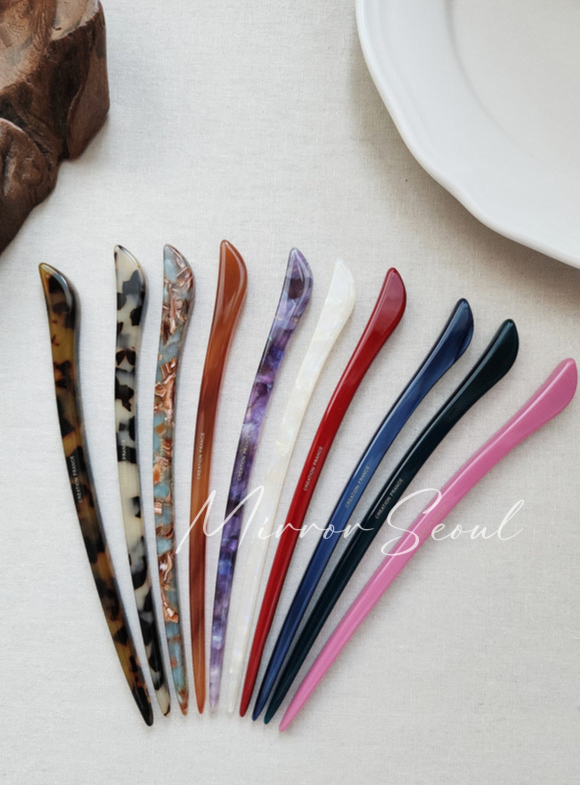 Mirror Acetate Gentle Curve Hairstick French Hairpin