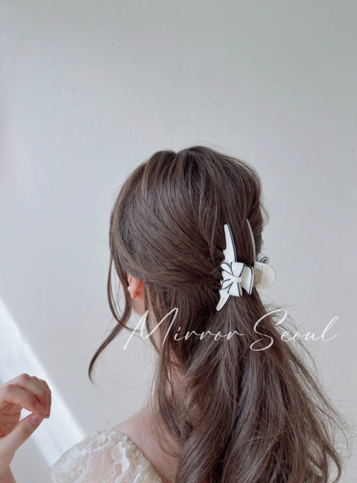 Mirror Acetate Solid Ribbon Bow Hairclaw