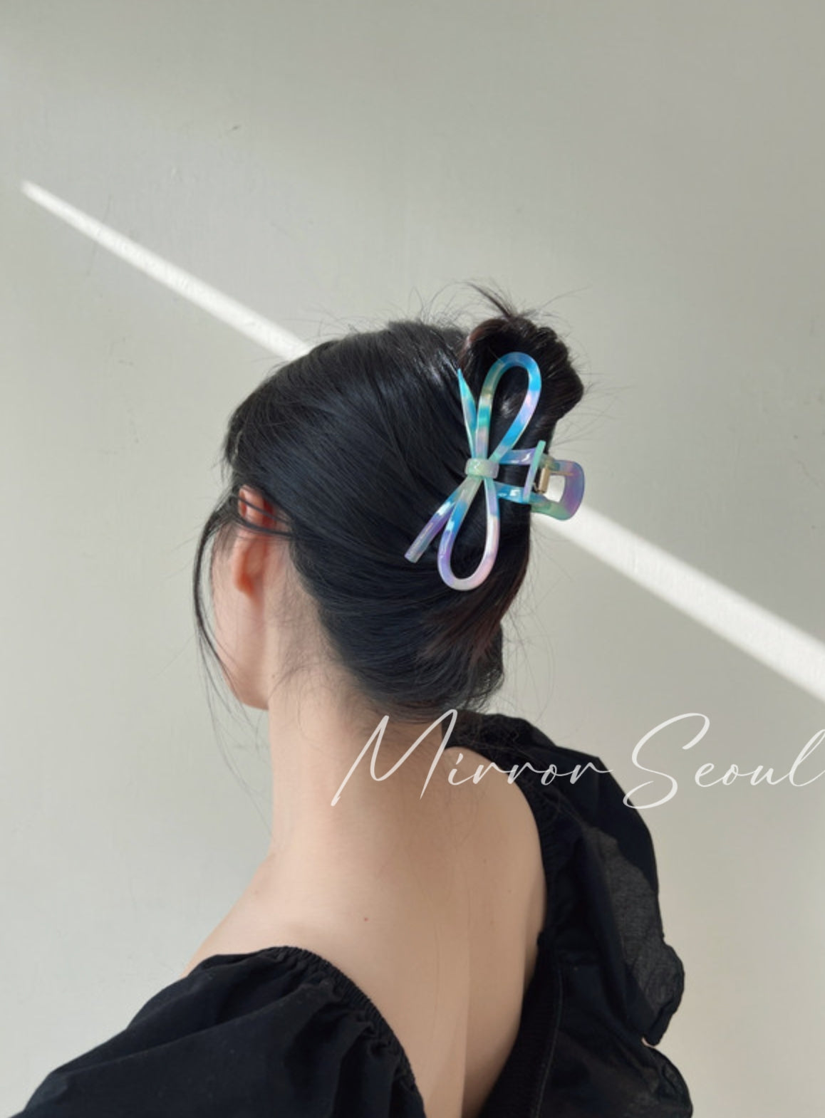 Mirror Acetate Bloom Bow Hairclaw Large Size