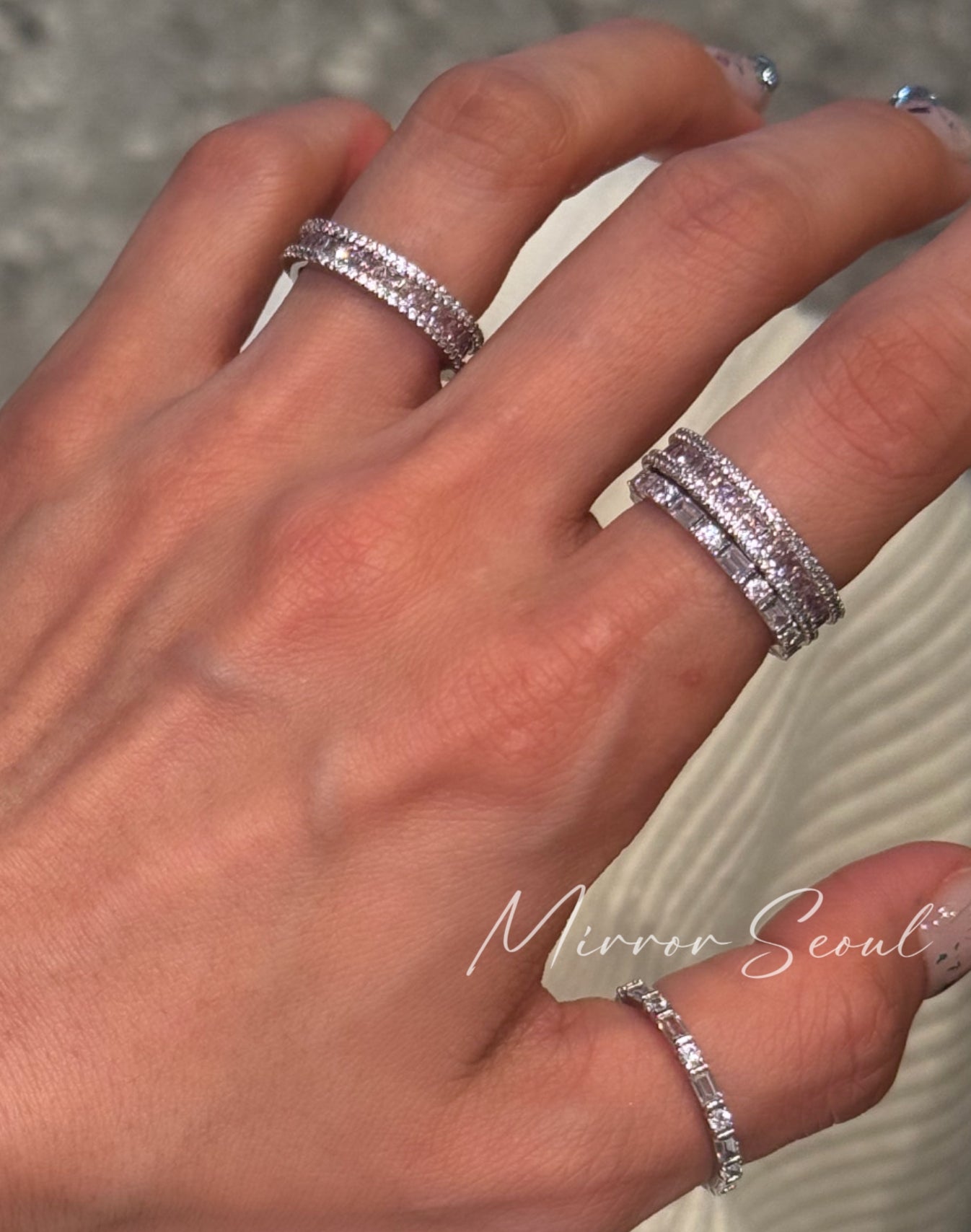 Mirror 14k Gold Plated Ring - Dia Tennis Ring