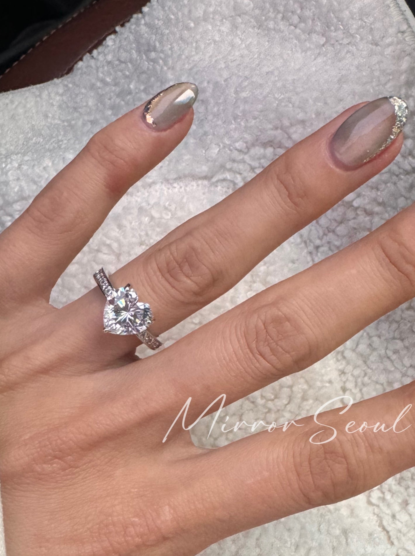 Mirror 14k Gold Plated ring - Heart Dia Ring