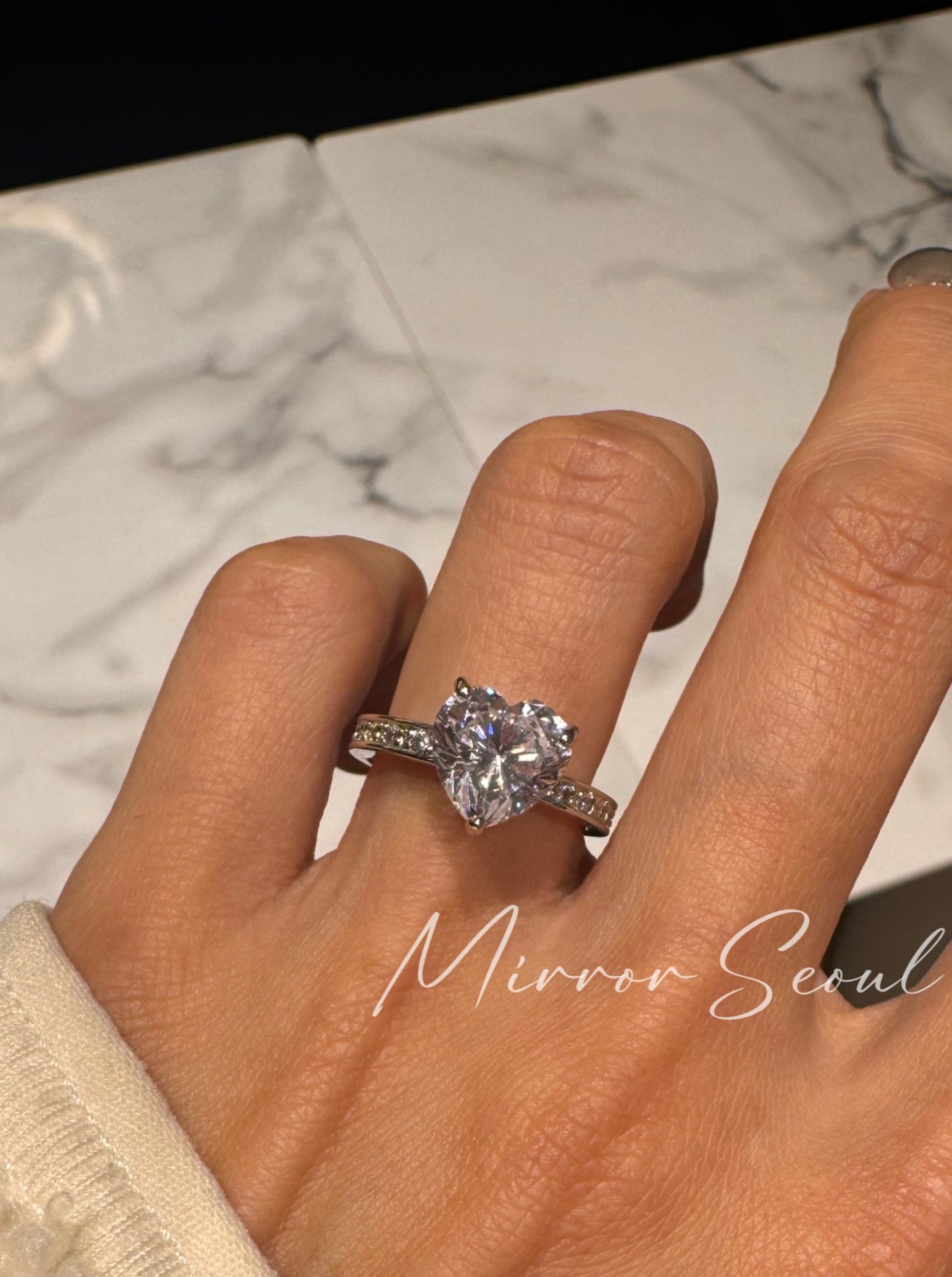 Mirror 14k Gold Plated ring - Heart Dia Ring
