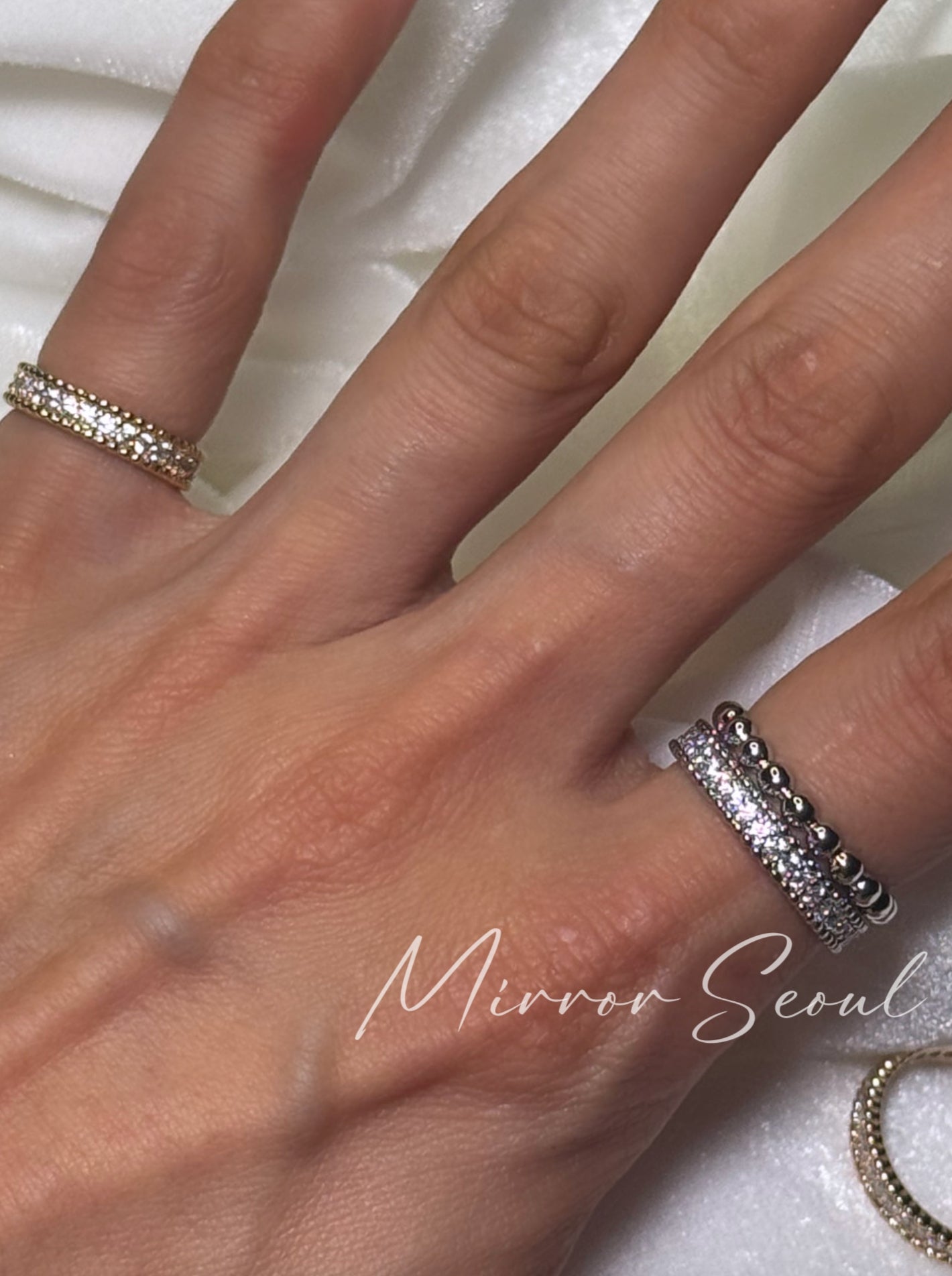 Mirror 14k Gold Plated Ring - Bubble Dia Ring