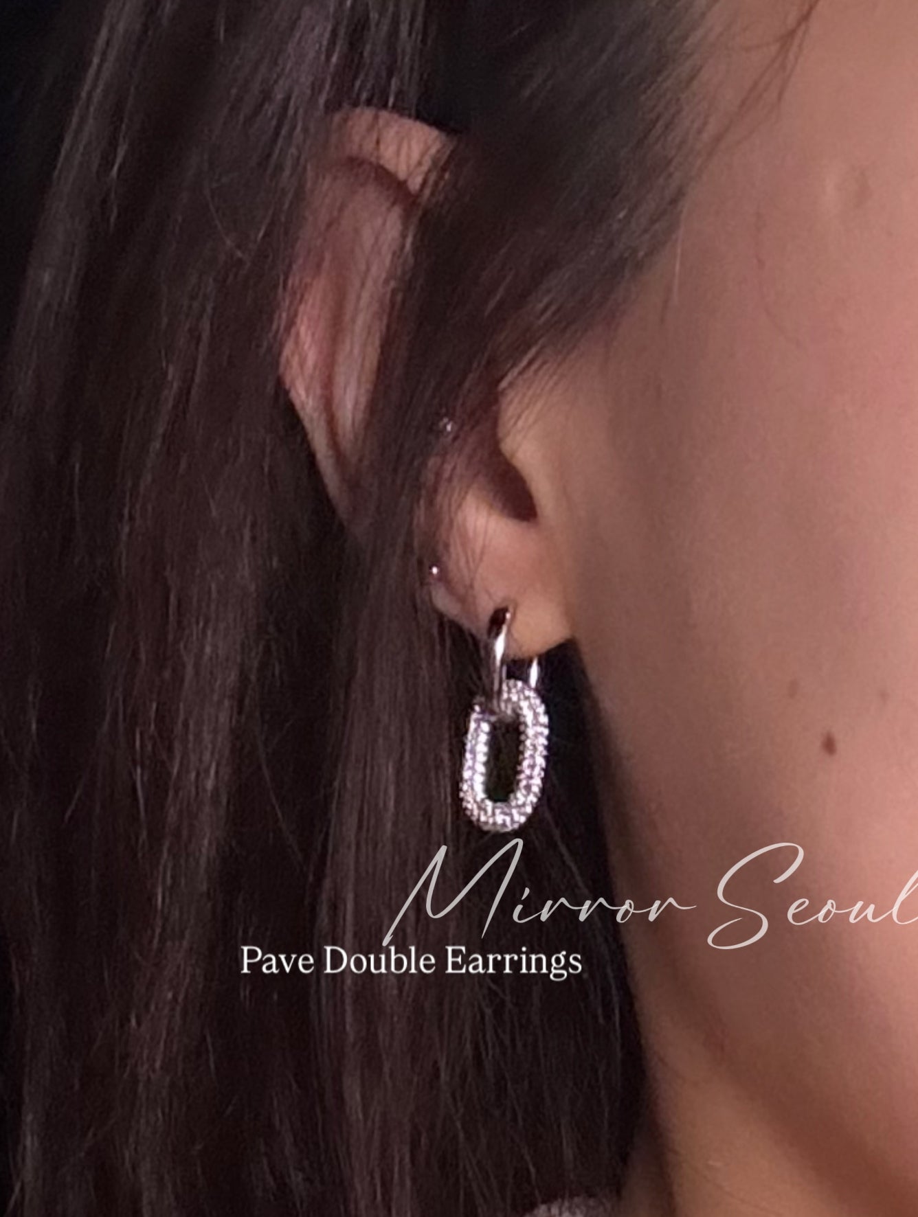 Mirror 14k Gold Plated Earrings - Pave Double Earrings