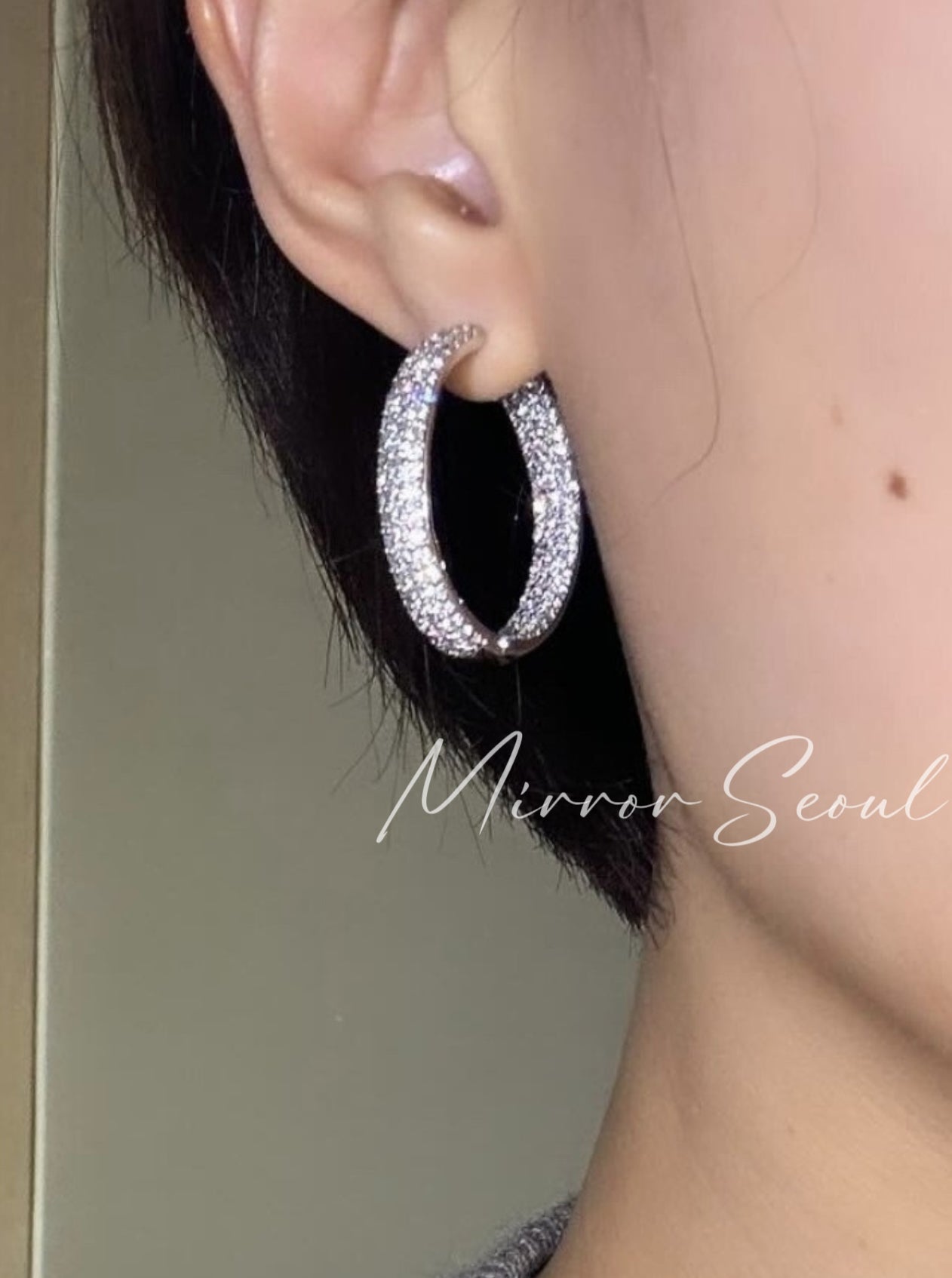 Mirror 14k Gold Plated Earrings - Luxe Pave Hoop