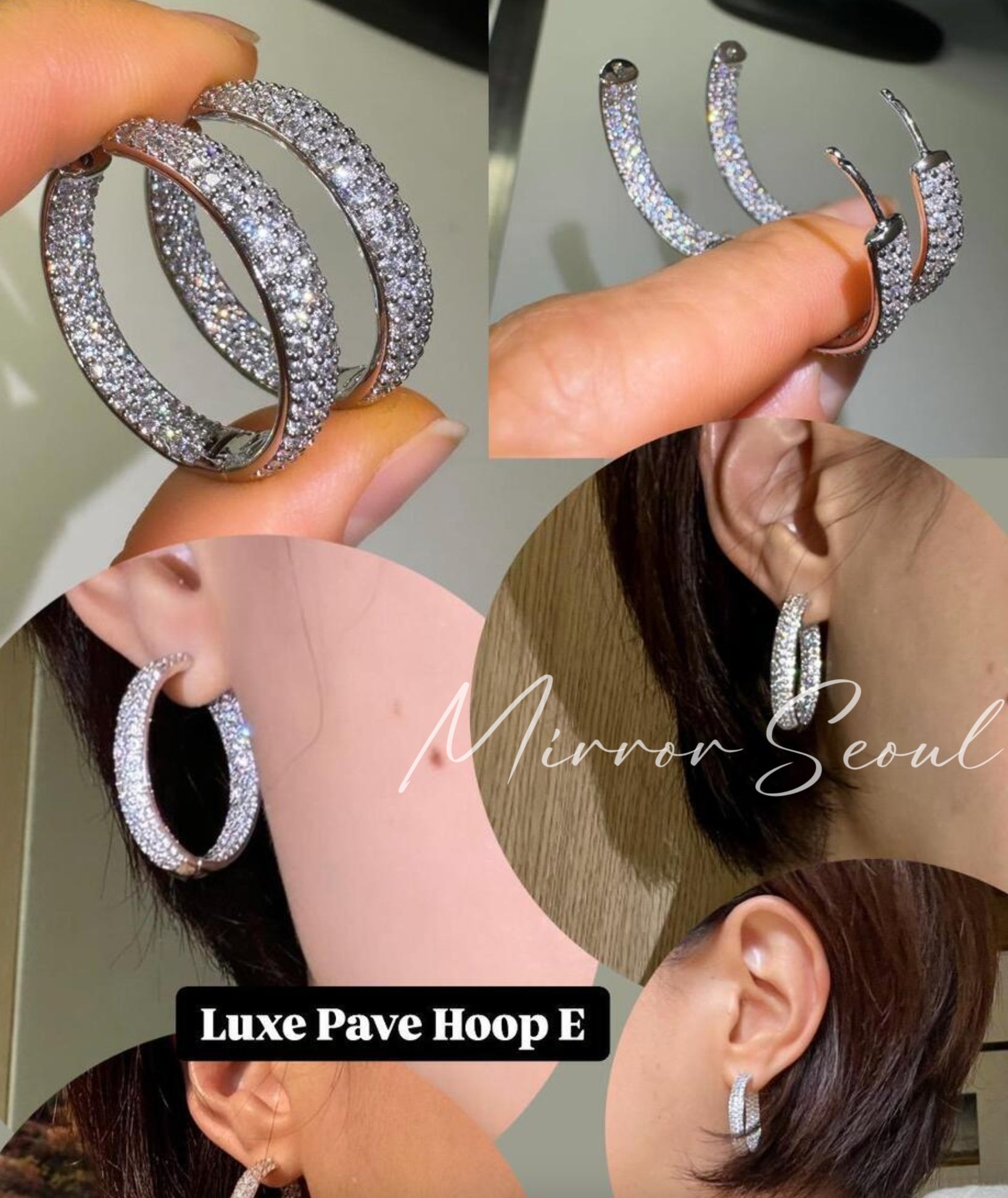 Mirror 14k Gold Plated Earrings - Luxe Pave Hoop
