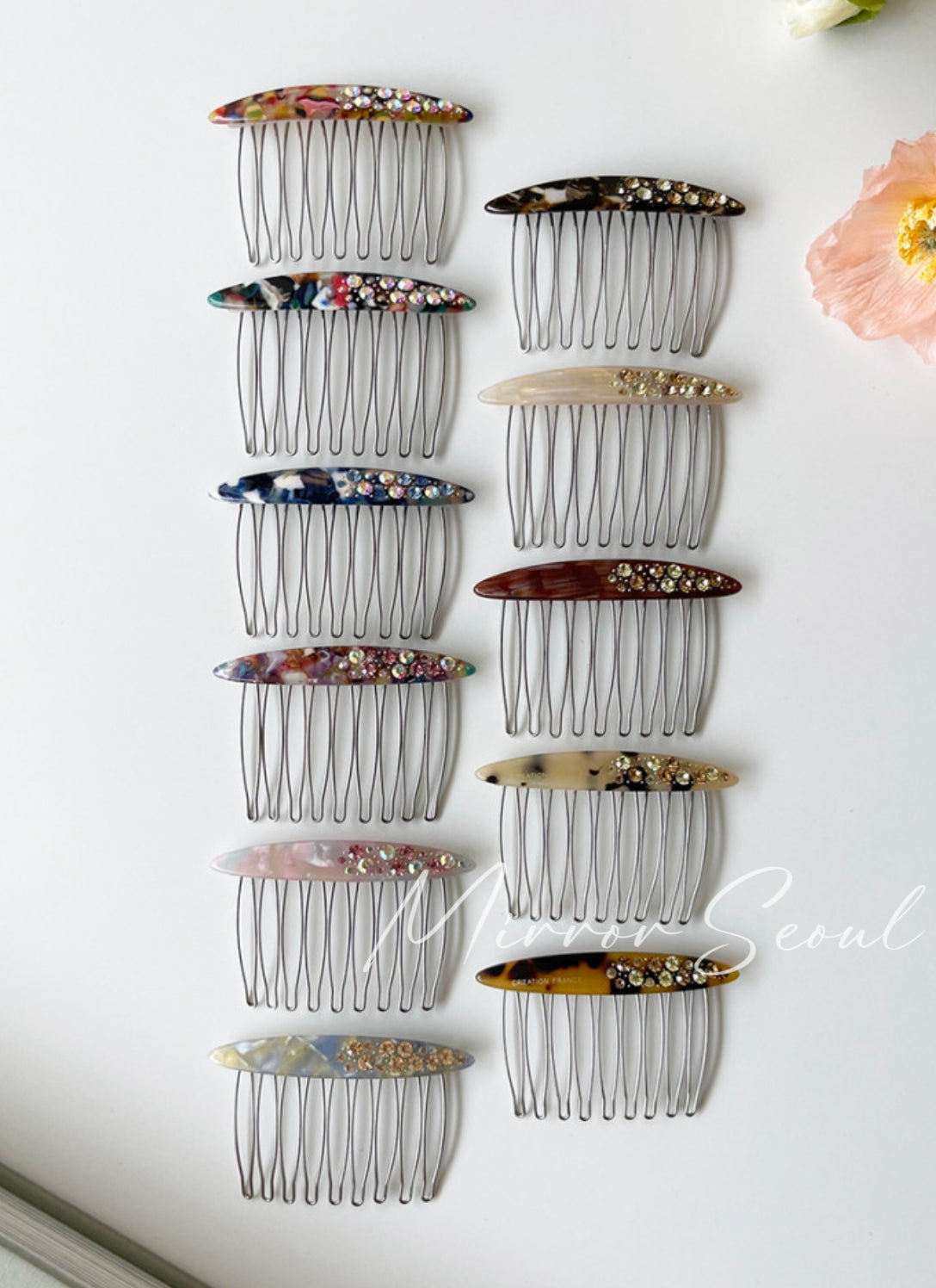 Mirror Acetate Basic Non-Slip Cubic Comb Hairpin