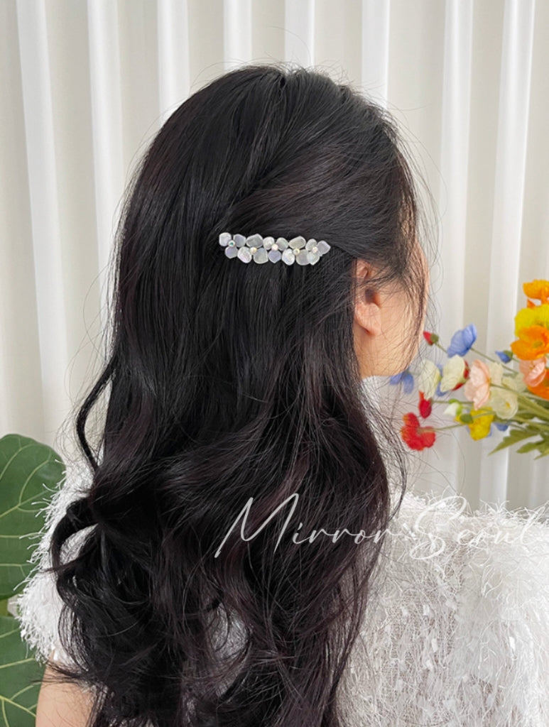 Mirror Acetate Flower Cubic Comb Hairpin