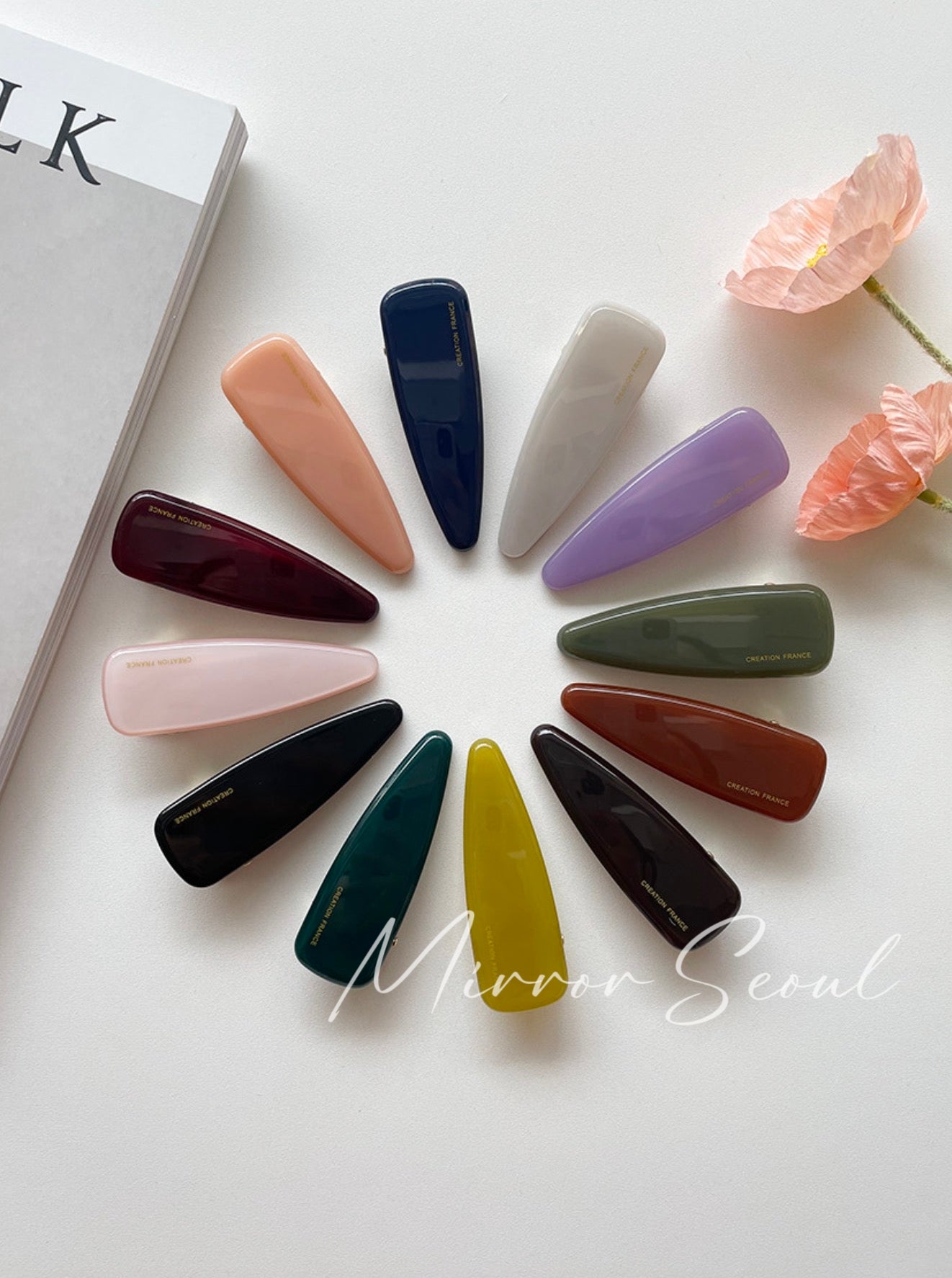 Mirror Acetate Raindrop Hairpin Large