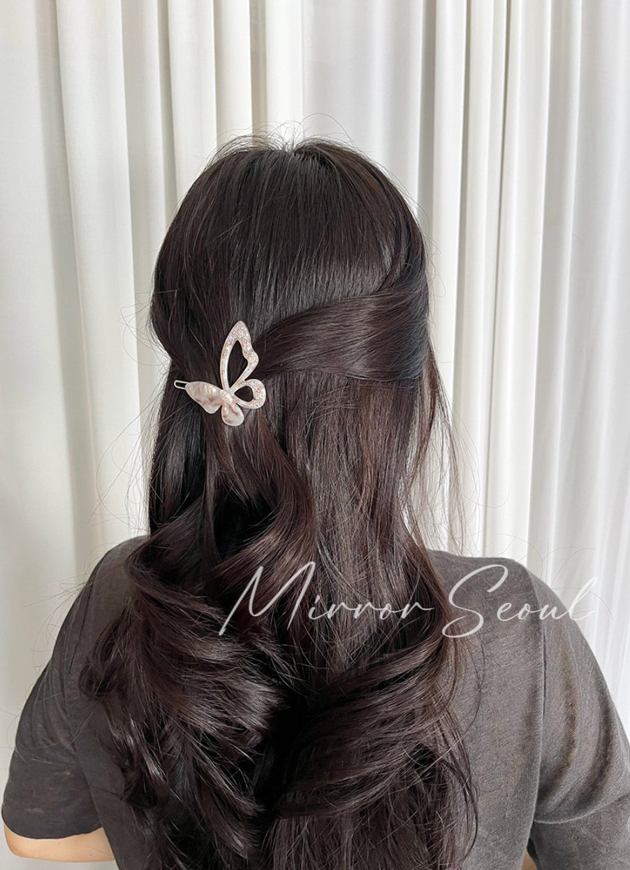 Mirror Acetate Bling Butterfly Hairpin