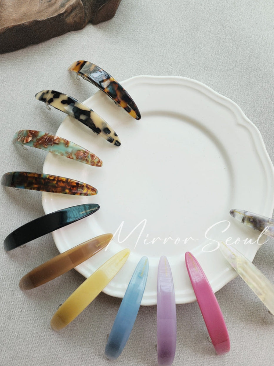 Mirror Acetate Oval Curved Hairpin