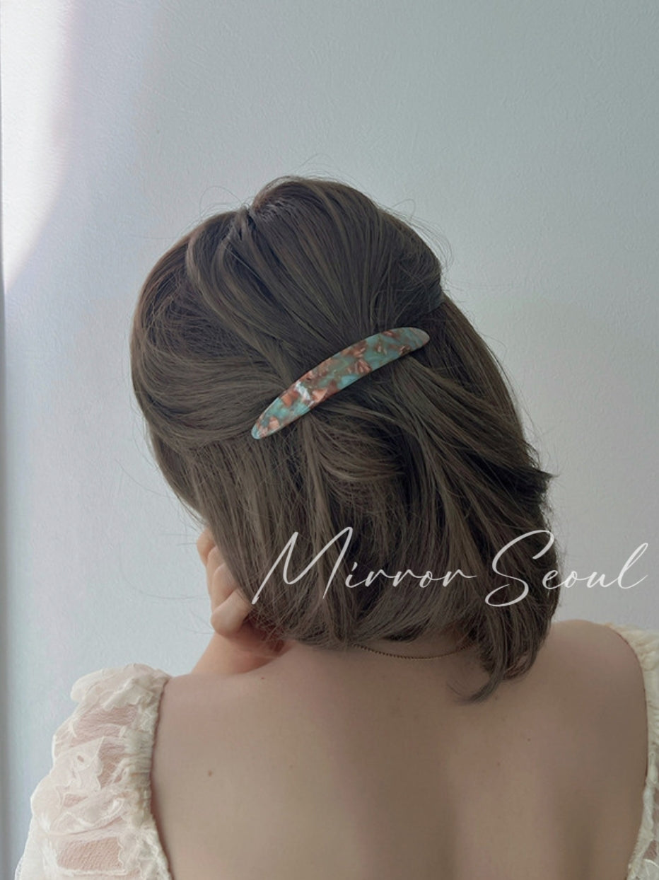 Mirror Acetate Oval Curved Hairpin