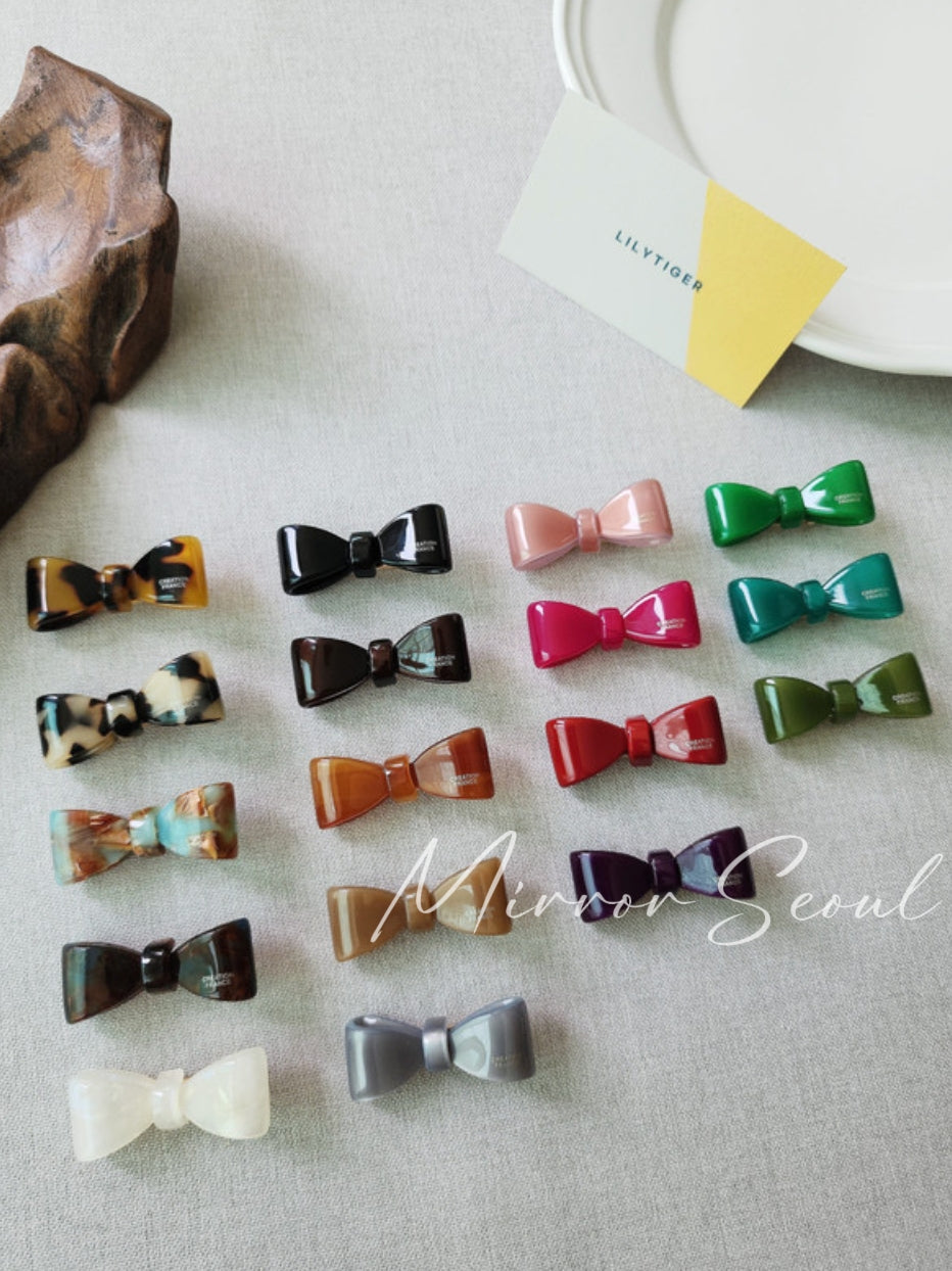 Mirror Acetate Bow Mini Hairpin