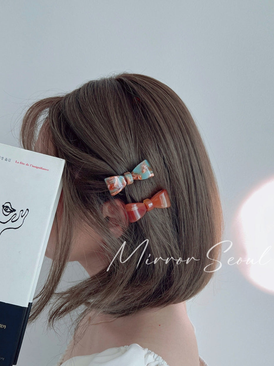 Mirror Acetate Bow Mini Hairpin