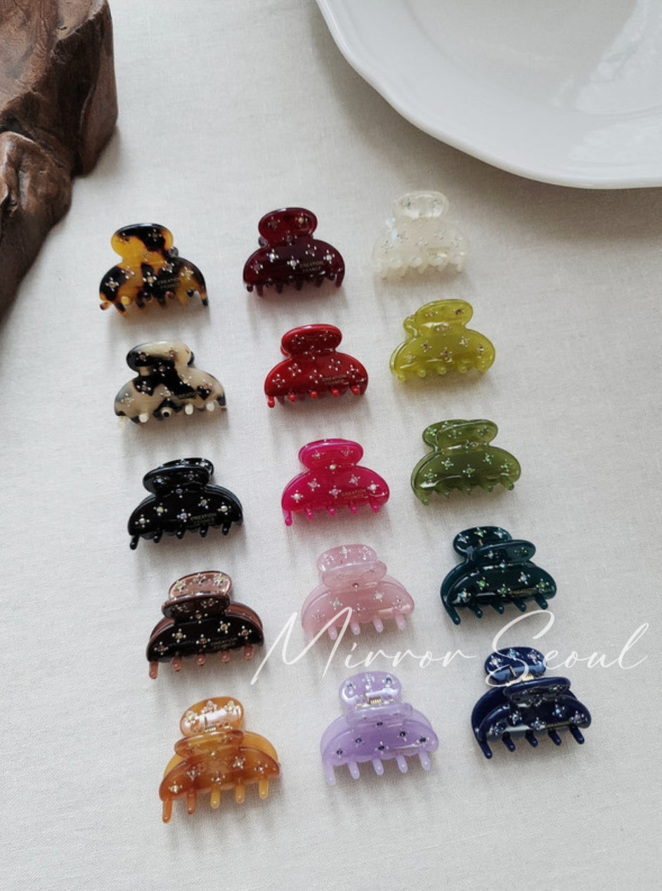 Mirror Acetate Glossy Cubic Mini Hairclaw