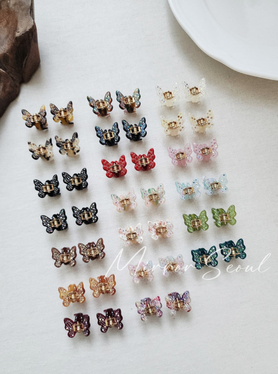 Mirror Acetate Bling Butterfly Hairclaw Pairs