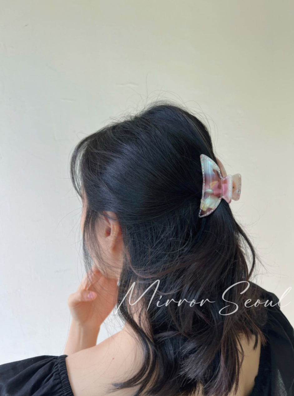Mirror Acetate Cubic Line Half Moon Hairclaw