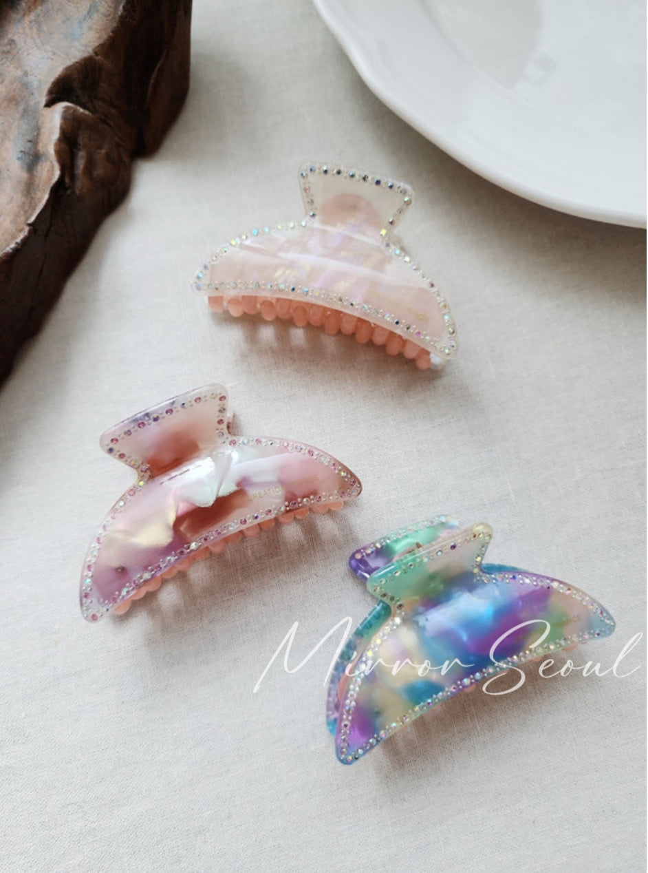 Mirror Acetate Cubic Line Half Moon Hairclaw