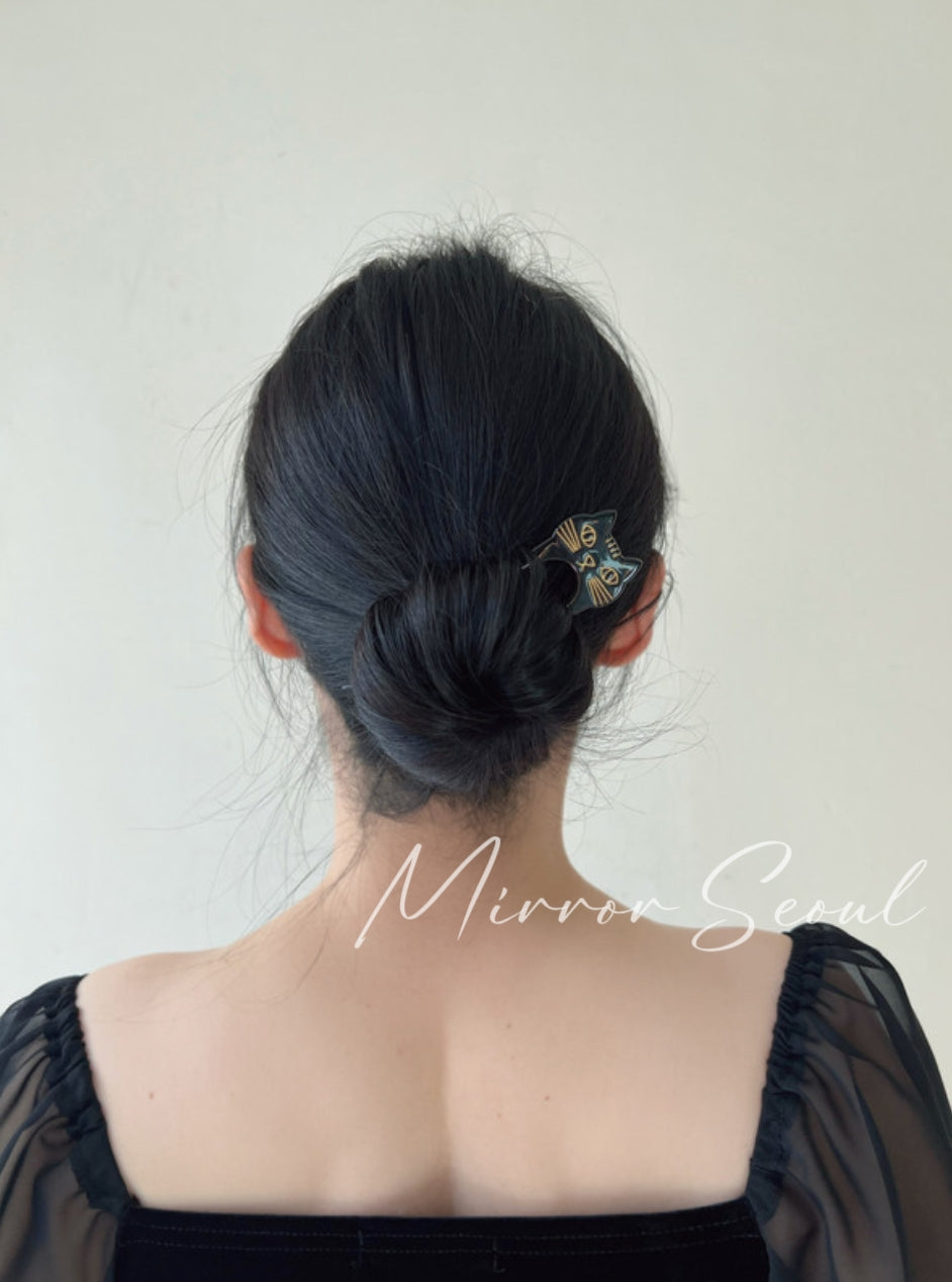 Mirror Acetate Kitten U-shape French Hairpin