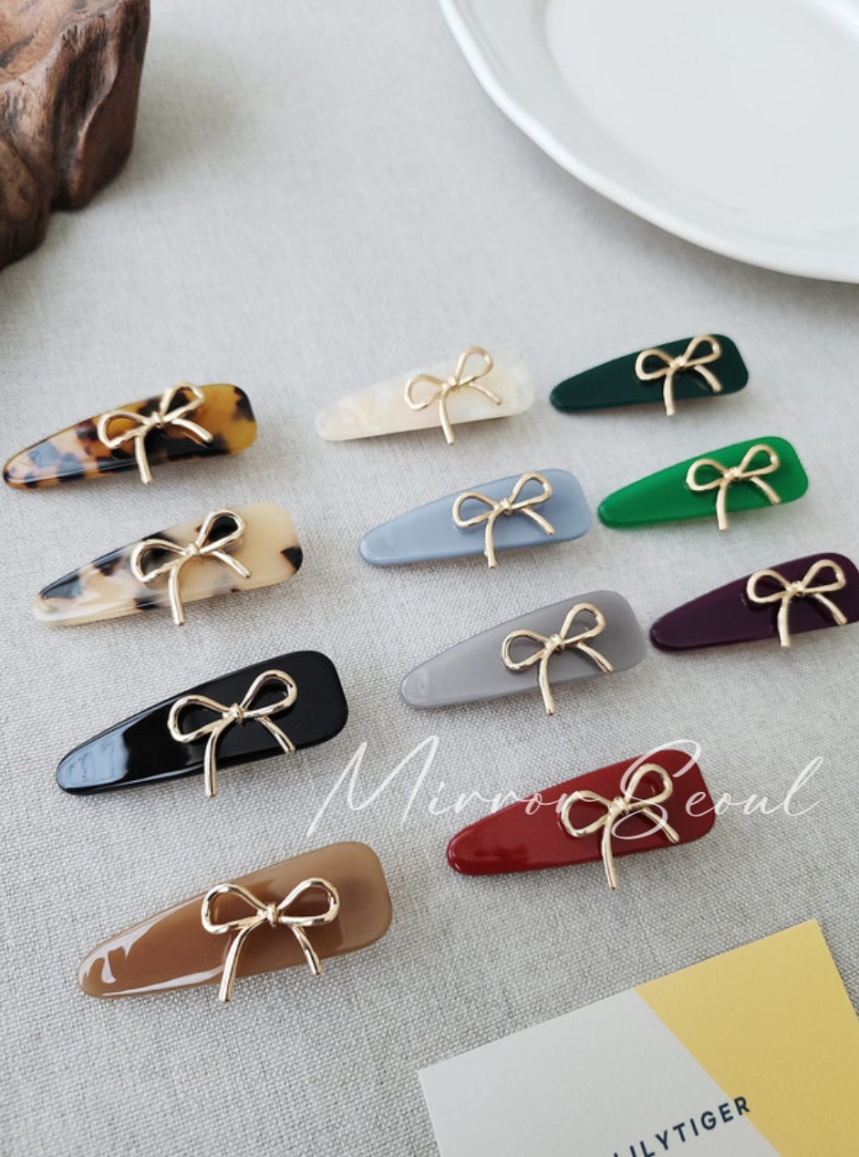 Mirror Acetate Metal Bow Hairpin