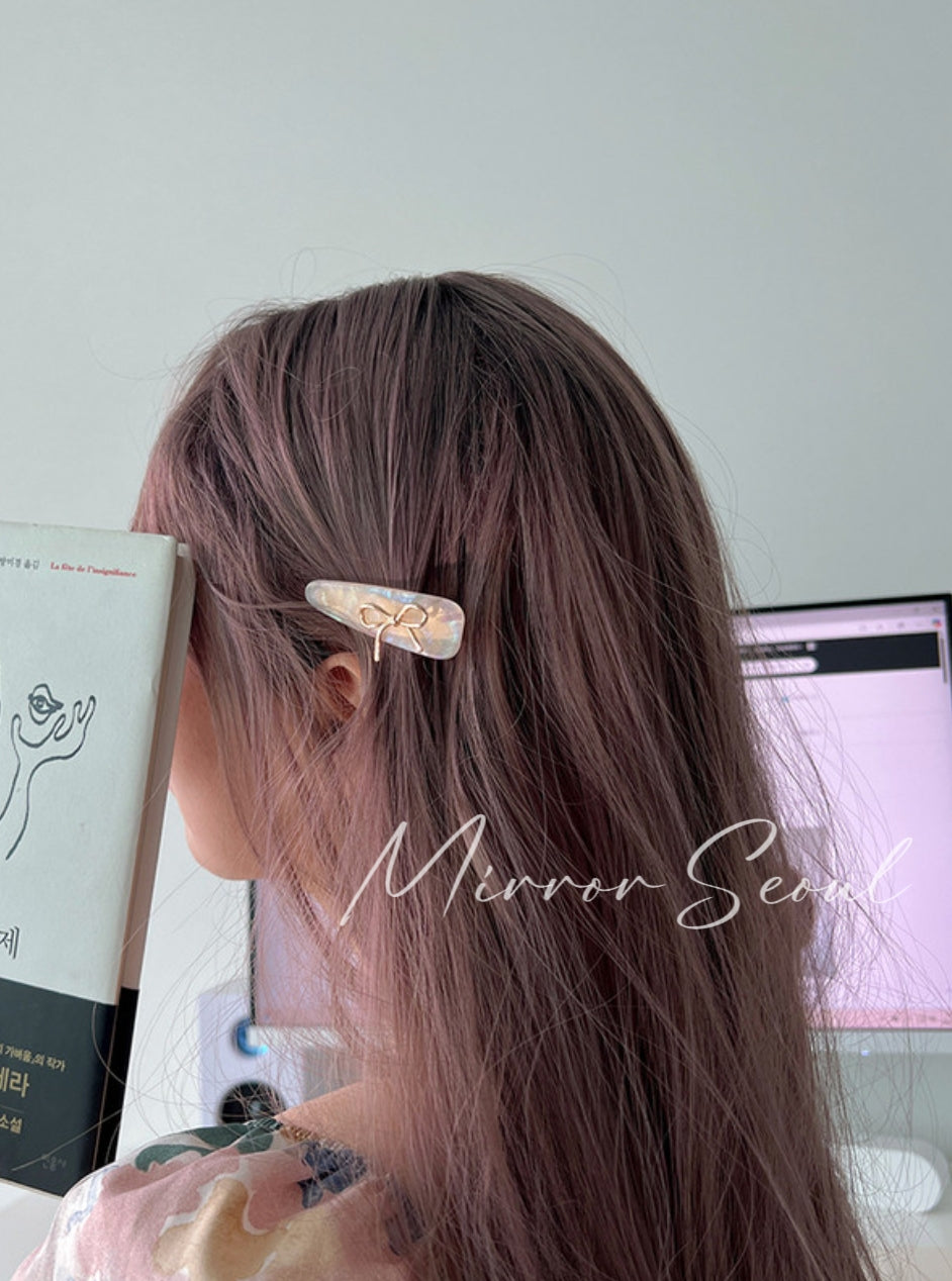 Mirror Acetate Metal Bow Hairpin