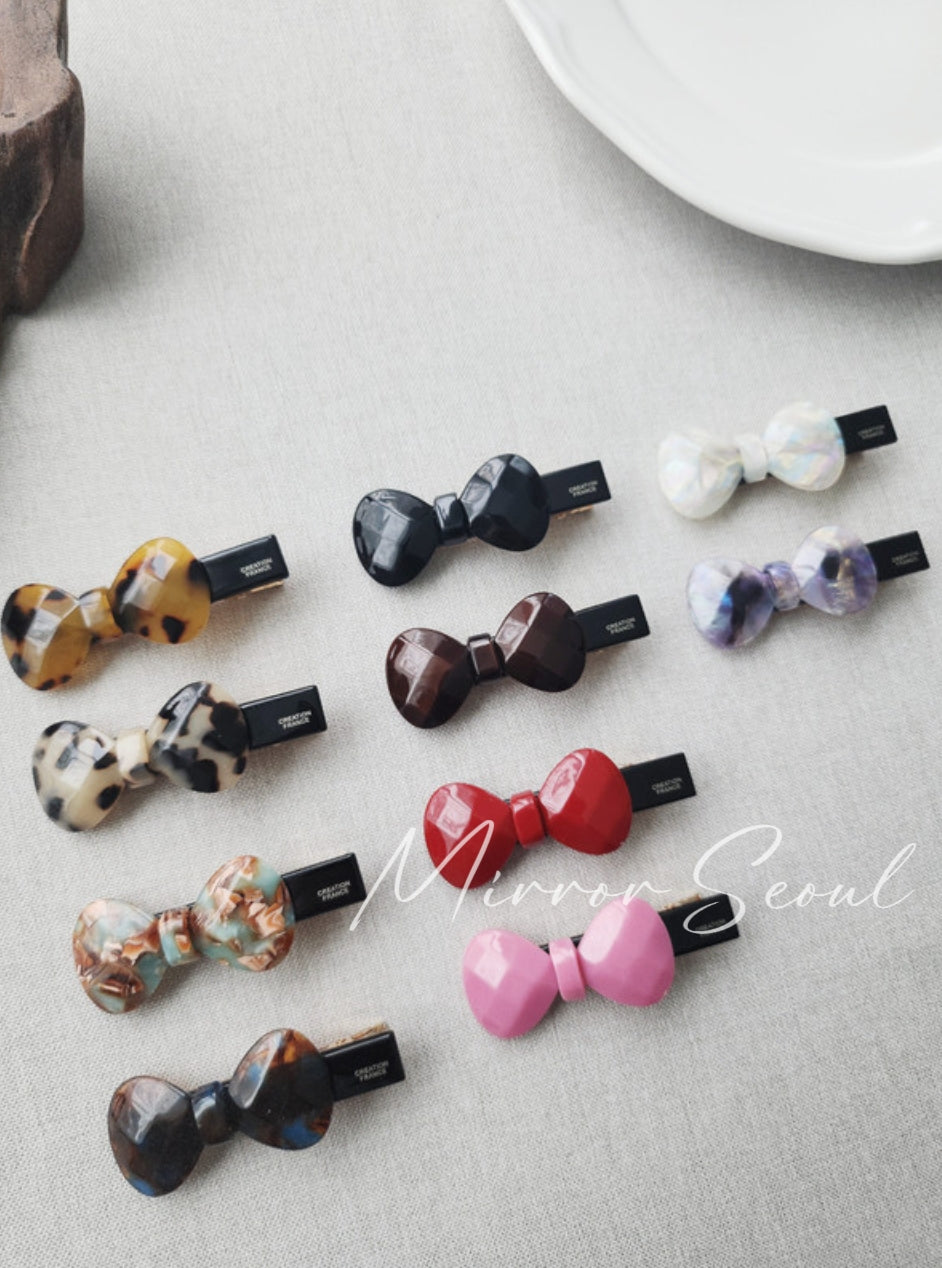 Mirror Acetate Slight Pattern Bow Hairpin