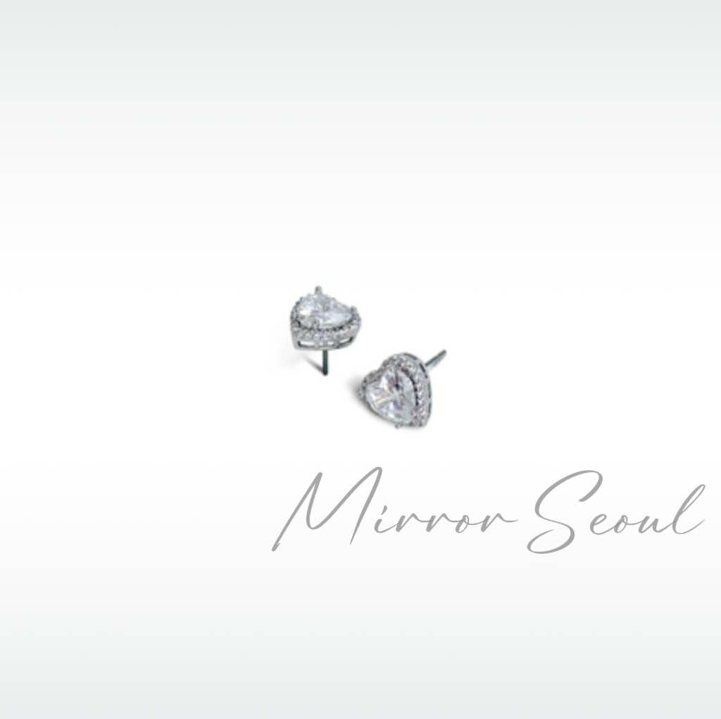 Mirror 14k Gold Plated Earrings - Heart Halo Dia Earrings