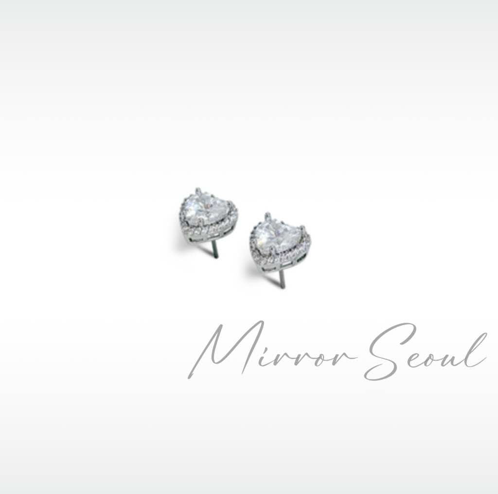 Mirror 14k Gold Plated Earrings - Heart Halo Dia Earrings