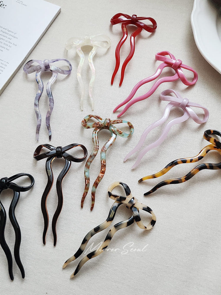 Mirror Acetate French Hairpin Bow